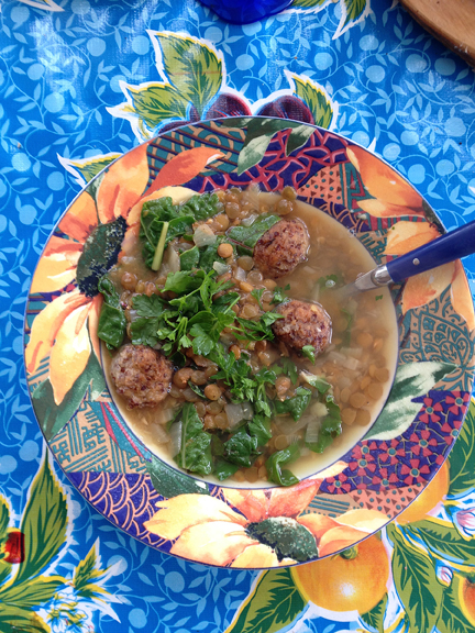 Mediterranean Cooking from the Garden with Linda Dalal Sawaya—hearty Lebanese mountain lentil soup