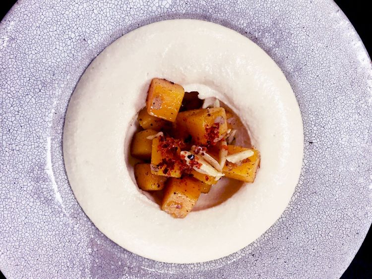 Recipe Silky Hummus Bil Tahini with Broad Beans and Pumpkin