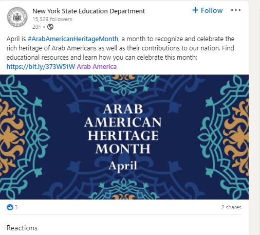 Recognition of National Arab American Heritage Month Goes Mainstream!