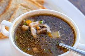 Mighty soup made from fish  additional spices and vegetables.