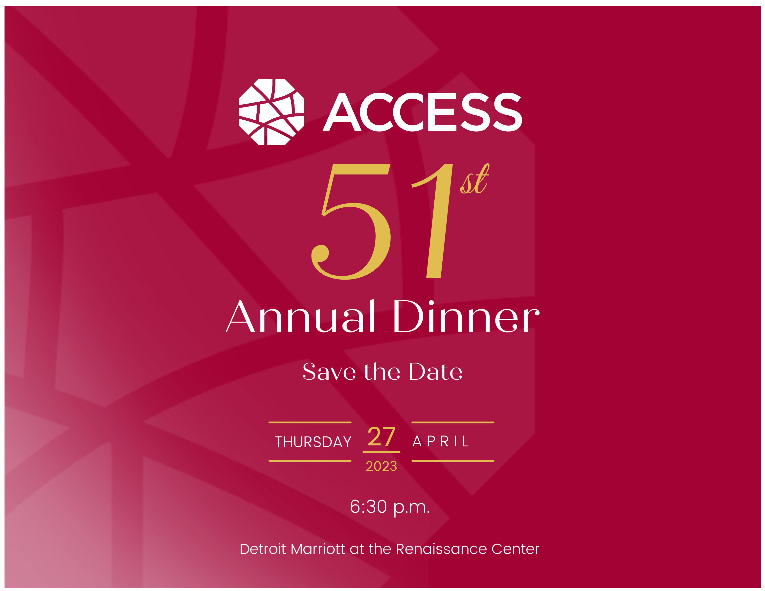 Save the Date for the ACCESS 51st Annual Dinner