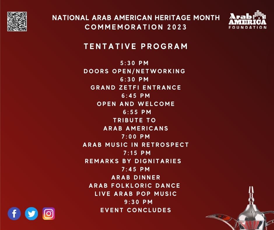 Arab America Foundation Announces its Speakers for National Arab American Heritage Month Commemoration Event-- 2023