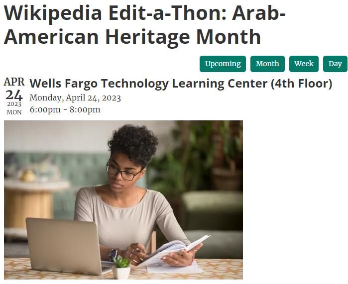 Wikipedia Edit-a-Thon: Arab-American Heritage Month
