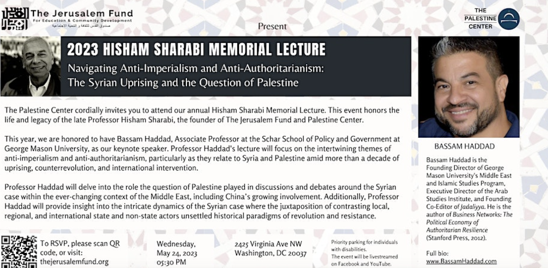 2023 Hisham Sharabi Memorial Lecture: Featuring Professor Bassam Haddad