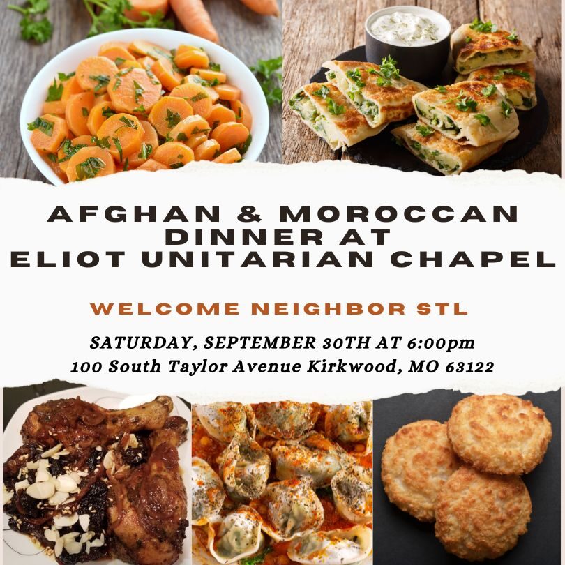 AFGHAN AND MOROCCAN DINNER IN PERSON/CARRY OUT  AT ELIOT UNITARIAN CHAPEL