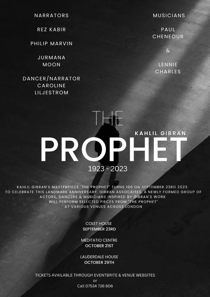 “The Prophet,” by Lebanese-American Poet-Philosopher Kahlil Gibran, Celebrates 100th Anniversary on September 23, 2023