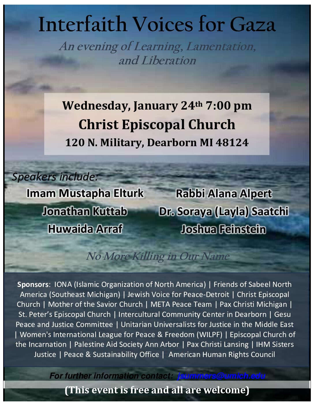Interfaith Voices for Gaza : An evening of Learning, Lamentation, and Liberation.