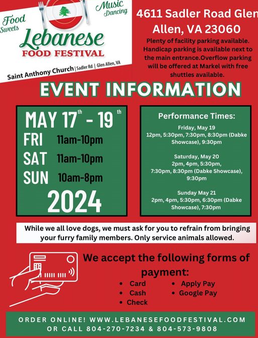 39th Annual Lebanese Food Festival Event Arab America