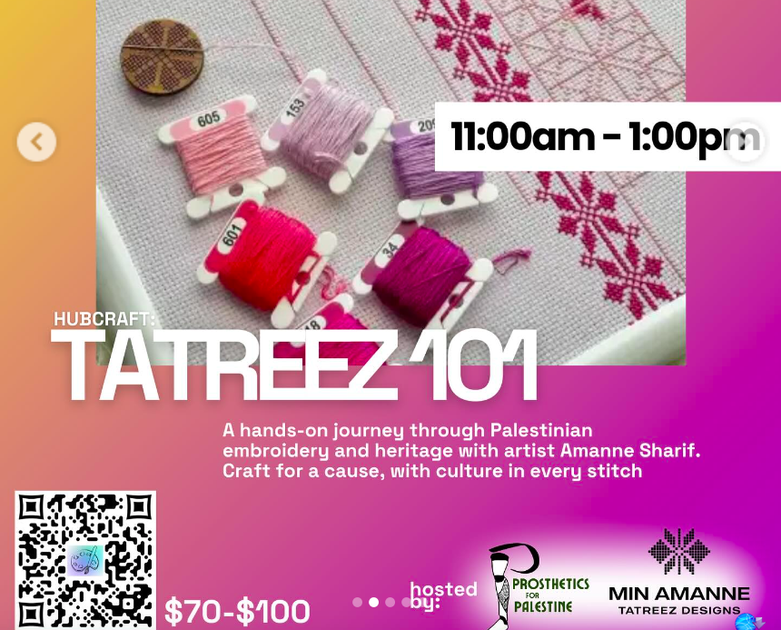 The Tatreez class for Prosthetics for Palestine
