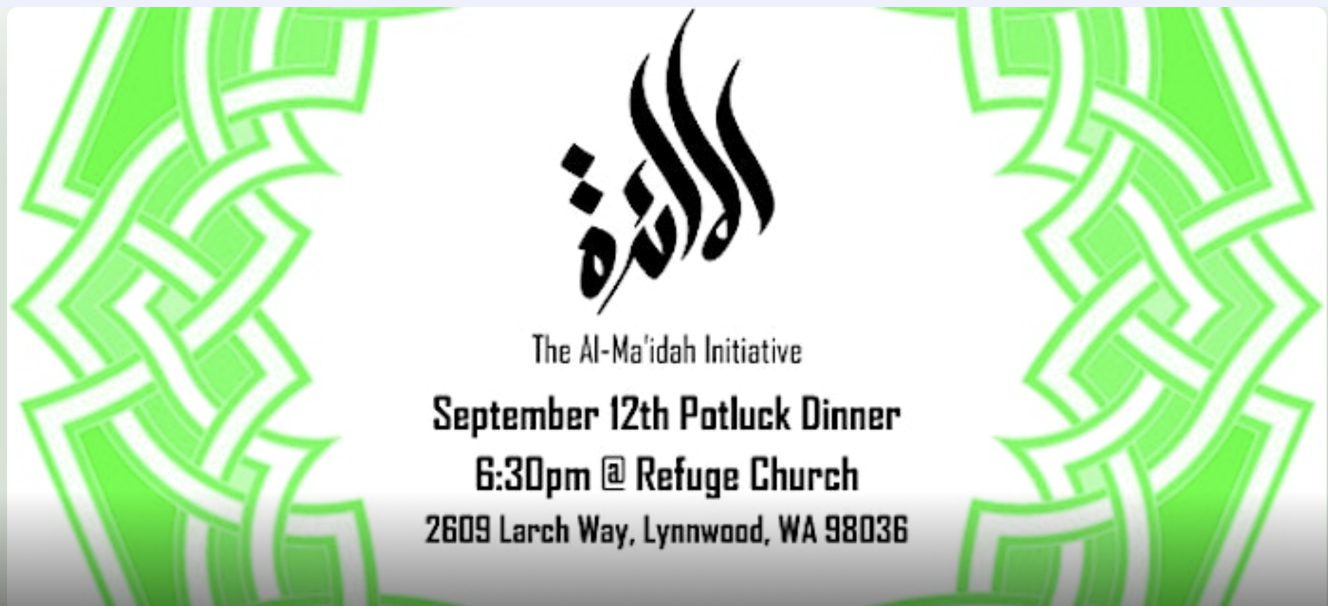 Potluck dinner for Christians and Muslims - September 12th