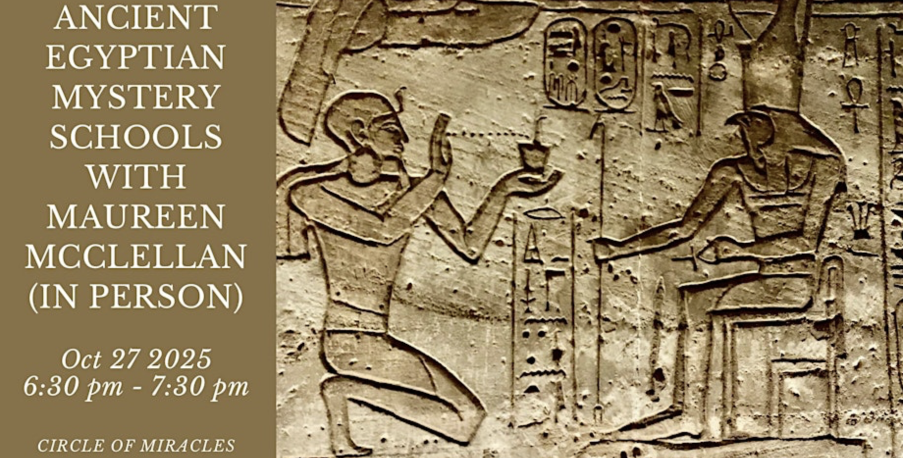 Ancient Egyptian Mystery Schools w/ Maureen McClellan (In Person)