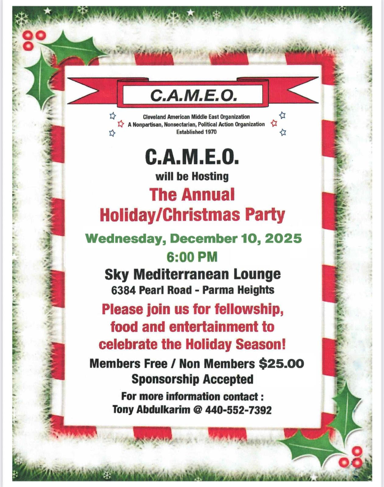 C.A.M.E.O Presents: Annual Holiday/Christmas Party