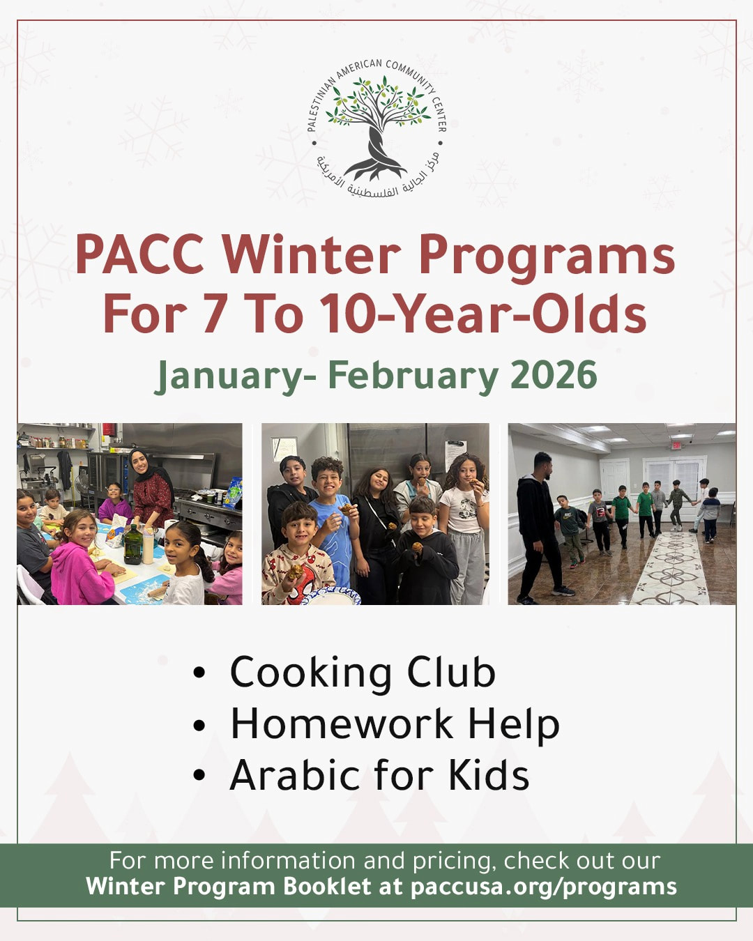 PACC Winter Programs for 7 to 10-Year-Olds