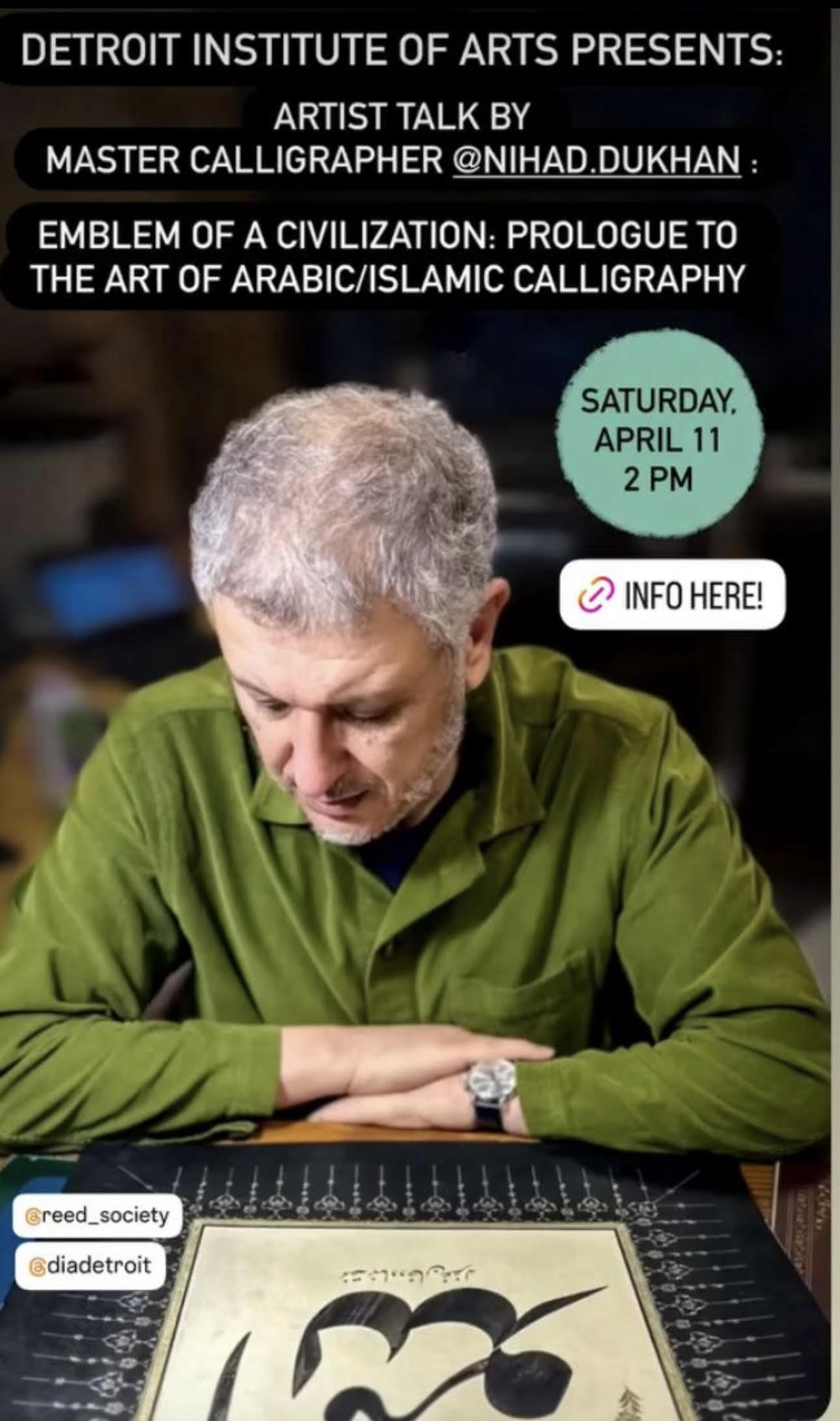 Detroit Institute of Arts Presents: Artist Talk by Master Calligrapher Nihad Dukhan