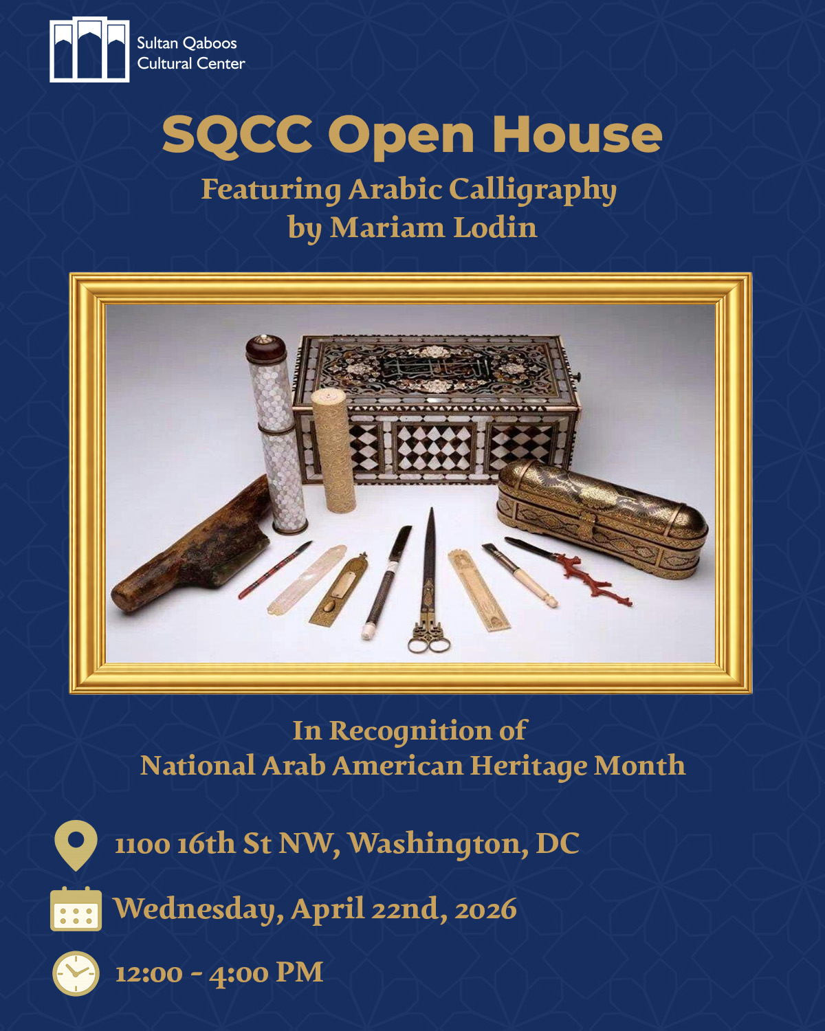 SQCC Open House Featuring Arabic Calligraphy by Mariam Lodin
