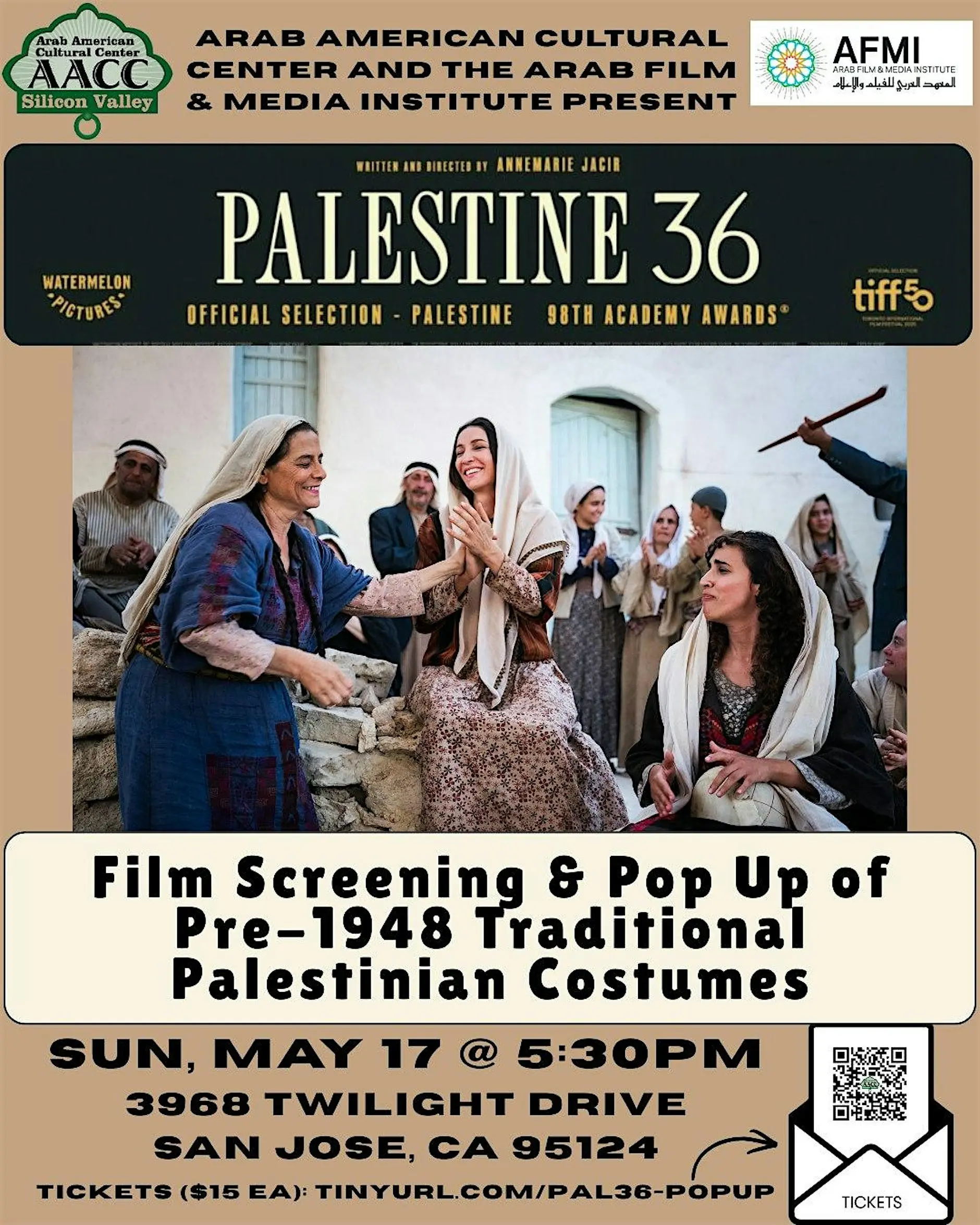 PALESTINE 36 Film Screening and Exhibit of Traditional Palestinian Dresses