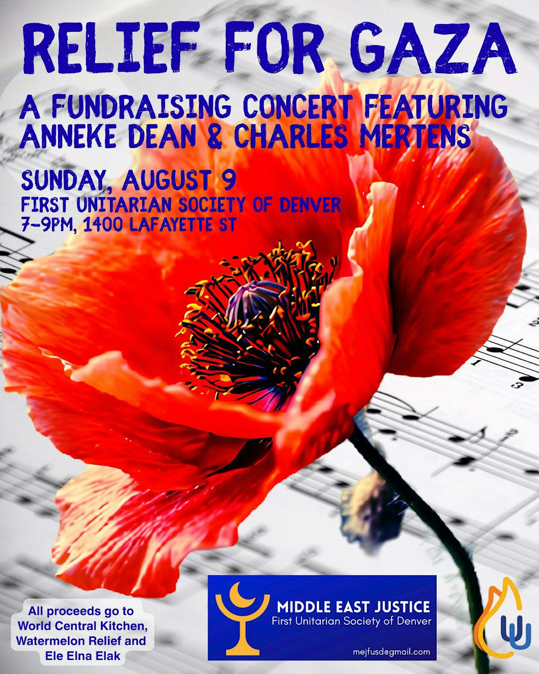 Relief for Gaza: Fundraising Concert With Anneke Dean & Charles Mertens