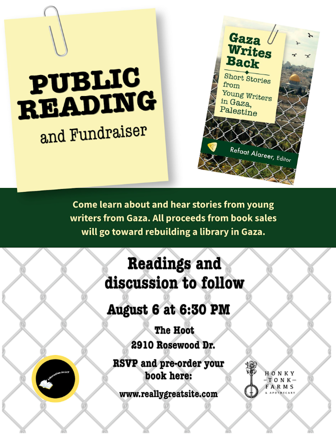 Gaza Writes Back: Public Reading and Fundraiser (Rescheduled!)